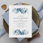 Hochzeitsfeier mit Blumen und Blumen Einladung<br><div class="desc">Blau-weiße Hochzeitsmotive mit blauen Blume und blau-weiß gestrichenen Mondfarben. Ein perfektes Design für Ihre Hochzeit im Sommer,  Frühling und Winter. Sie können den Text und die Farbe Details auf dieser Hochzeitsladen Vorlage personalisieren.</div>