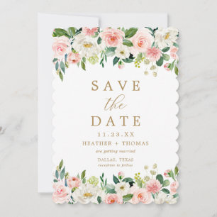 Hochzeitsfeier mit Blush Gold Floral Save The Date