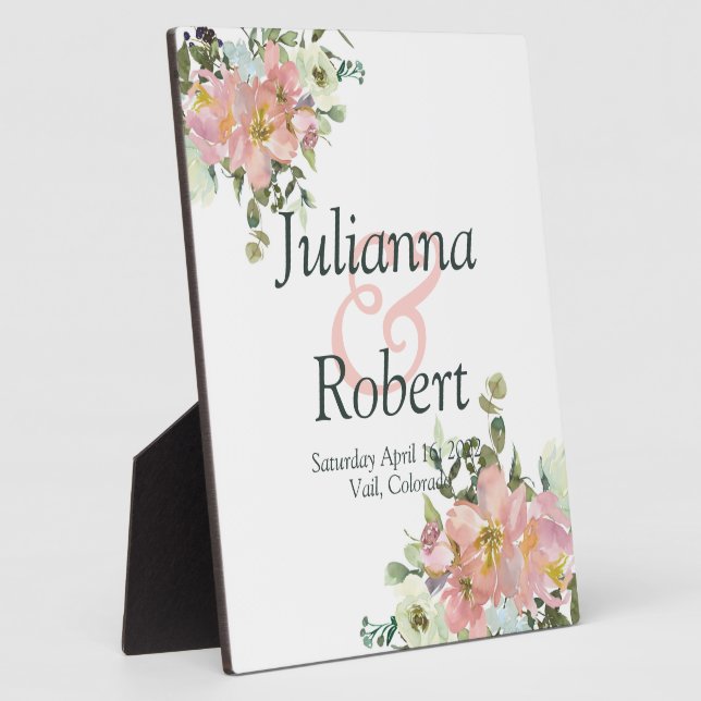 Hochzeitsfeier mit Blütenfarbe und Aubergine Fotoplatte (Seite)