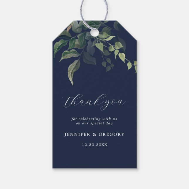 Hochzeitsfeier mit botanischer Wasserfarbe Geschenkanhänger (Vorderseite)