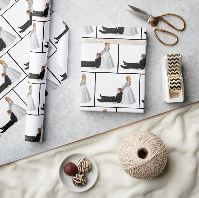 Hochzeitsfeier mit Braut und Bräutigam Geschenkpapier (Kunsthandwerk)