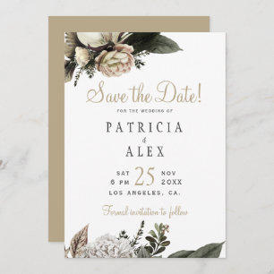 Hochzeitsfeier mit cremeweißem Blumen Save the Dat Save The Date
