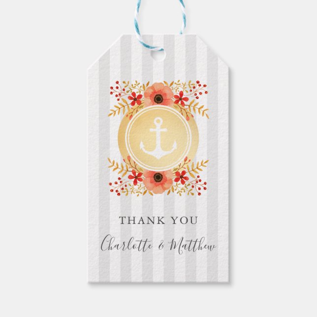 Hochzeitsfeier mit dem Flora-Gold-Anker für Wasser Geschenkanhänger (Vorderseite)