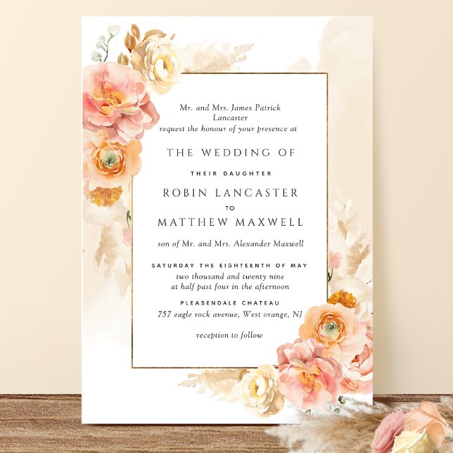 Hochzeitsfeier mit dem Förmlichen Pfirsichblütenbl Einladung (Von Creator hochgeladen)