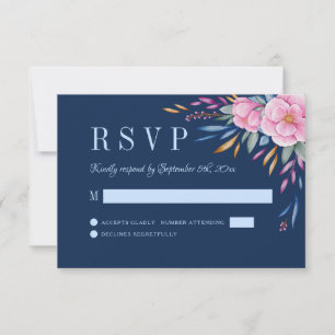 Hochzeitsfeier mit dunkelrosa Blumenfarbe RSVP Karte