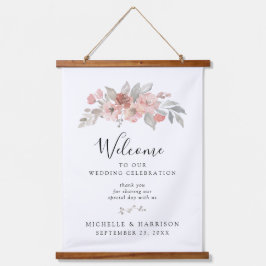 Hochzeitsfeier mit elegantem, rosafarbenem Wasser Wandteppich Mit Holzrahmen