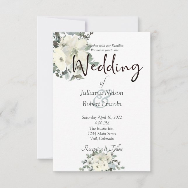 Hochzeitsfeier mit Elfenbein Einladung (Vorderseite)