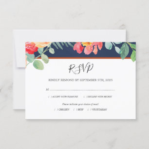 Hochzeitsfeier mit floralen Korallenkorallen RSVP Karte