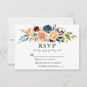 Hochzeitsfeier mit gemischten Blumen RSVP Karte