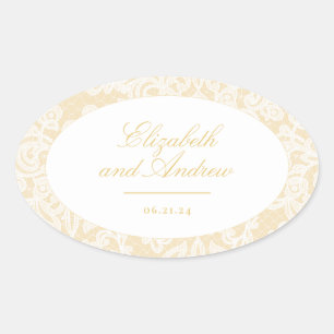 Hochzeitsfeier mit Gold Lace Ovaler Aufkleber