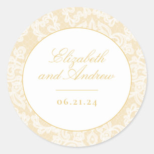 Hochzeitsfeier mit Gold Lace Runder Aufkleber