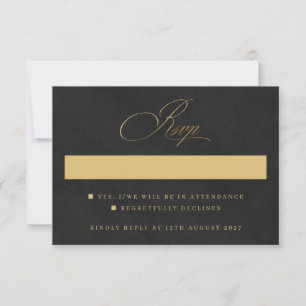 Hochzeitsfeier mit Gold und Schwarz-Velvet RSVP Karte