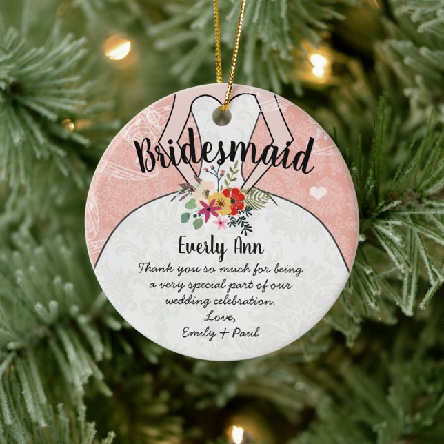 Hochzeitsfeier mit Gown Bridesmaid - Sie wählen Fa Keramik Ornament (Baum)