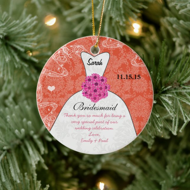 Hochzeitsfeier mit Gown Bridesmaid - Sie wählen Fa Keramik Ornament (Baum)