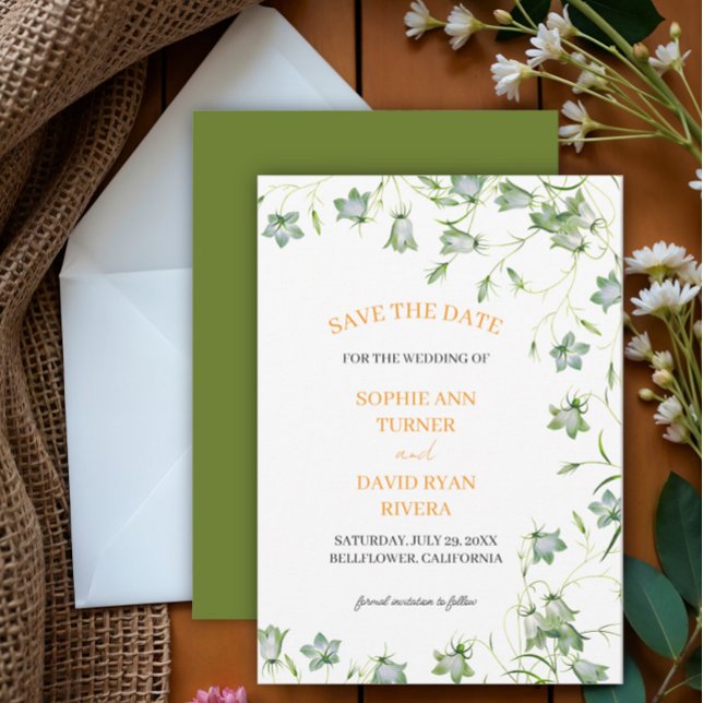 Hochzeitsfeier mit grüner Blüte Save The Date (Von Creator hochgeladen)