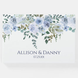 Hochzeitsfeier mit hellblauen und navy Wasserfarbe Gästebuch