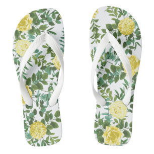 Hochzeitsfeier mit hellgelber Pastelle und Rose Flip Flops