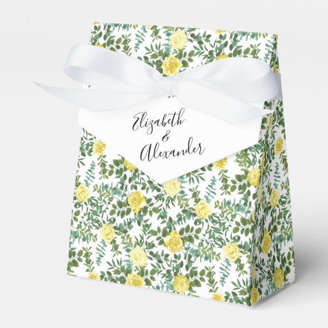 Hochzeitsfeier mit hellgelber Pastelle und Rose Geschenkschachtel (Vorderseite)