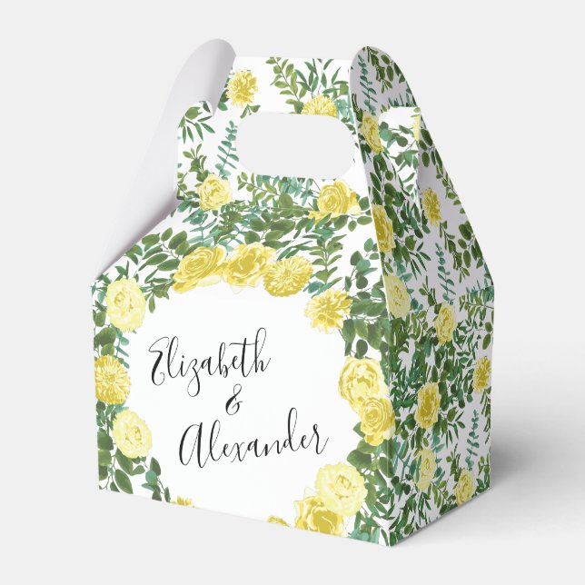 Hochzeitsfeier mit hellgelber Pastelle und Rose Geschenkschachtel (Vorderseite)