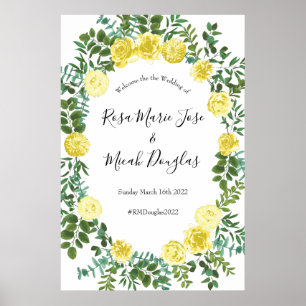 Hochzeitsfeier mit hellgelber Pastelle und Rose Poster