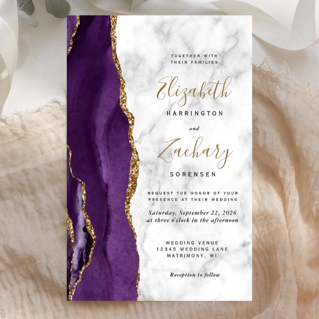 Hochzeitsfeier mit Lila Gold-Agate-Marmor (Von Creator hochgeladen)