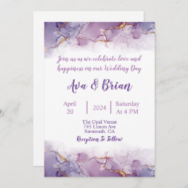 Hochzeitsfeier mit Lila Marmor Einladung