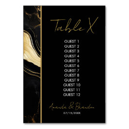 Hochzeitsfeier mit Luxus-Schwarz-Gold-Marmor Tischnummer