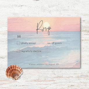 Hochzeitsfeier mit moderner Ocean Sunset Watercolo RSVP Karte