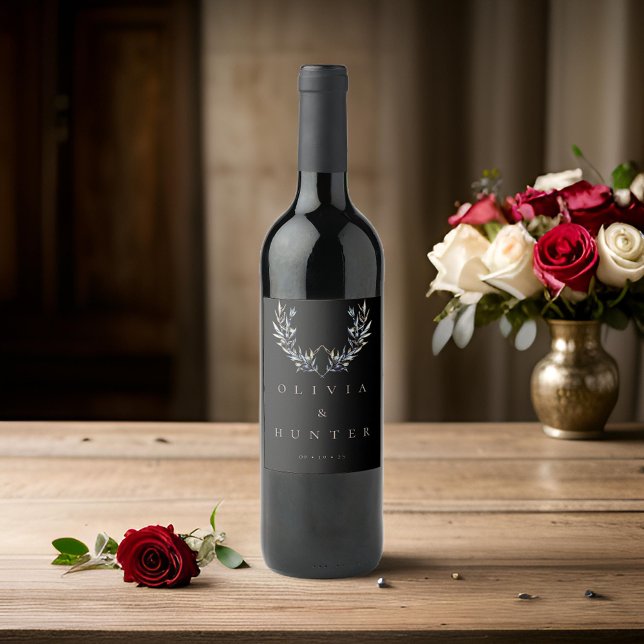 Hochzeitsfeier mit moderner Olivenbäume Weinetikett (Von Creator hochgeladen)