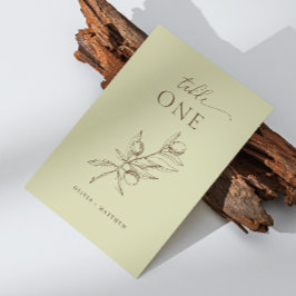 Hochzeitsfeier mit Olivenöl und botanischem Mittel Tischnummer