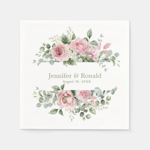 Hochzeitsfeier mit rosa Blütenflora Serviette
