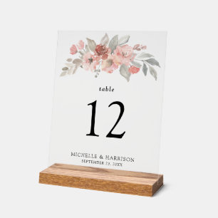 Hochzeitsfeier mit rosa, graue, florale Wasserfarb Acrylschild