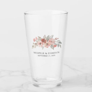 Hochzeitsfeier mit rosa, graue, florale Wasserfarb Glas