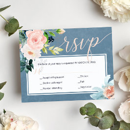 Hochzeitsfeier mit Rosa und dustig blauen Pfingste RSVP Karte