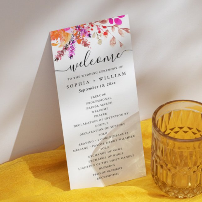 Hochzeitsfeier mit rosafarbenem Orangenfall Programm (Von Creator hochgeladen)