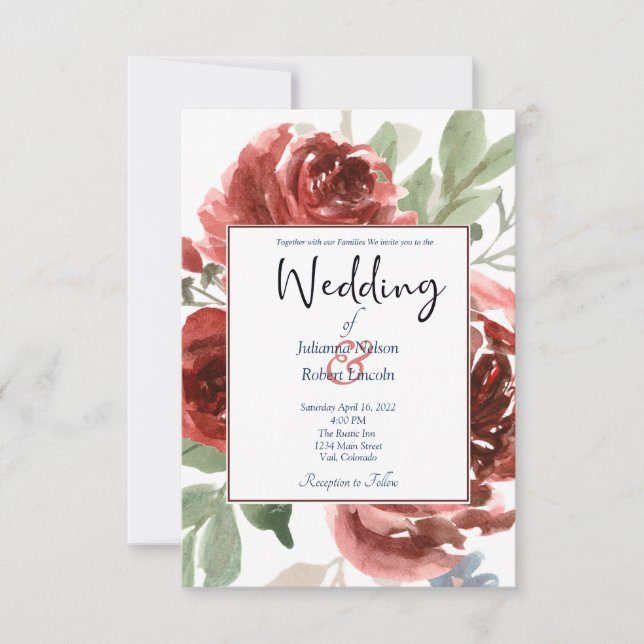 Hochzeitsfeier mit Rotem Flair Einladung (Vorderseite)