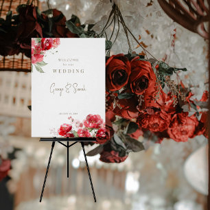 Hochzeitsfeier mit Roter Flora Begrüßung Digitales Poster