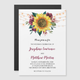 Hochzeitsfeier mit rustikalen Sonnenblumen Magneteinladung