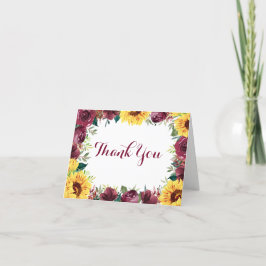 Hochzeitsfeier mit Sonnenblumen Dankeskarte