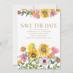 Hochzeitsfeier mit Sonnenblumen Save The Date