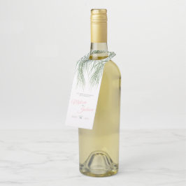 Hochzeitsfeier mit tropisch-grüner Palmenfront Flaschenanhänger