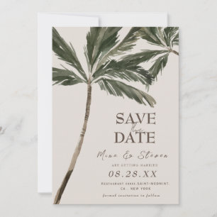 Hochzeitsfeier mit tropischen Palmen Save The Date