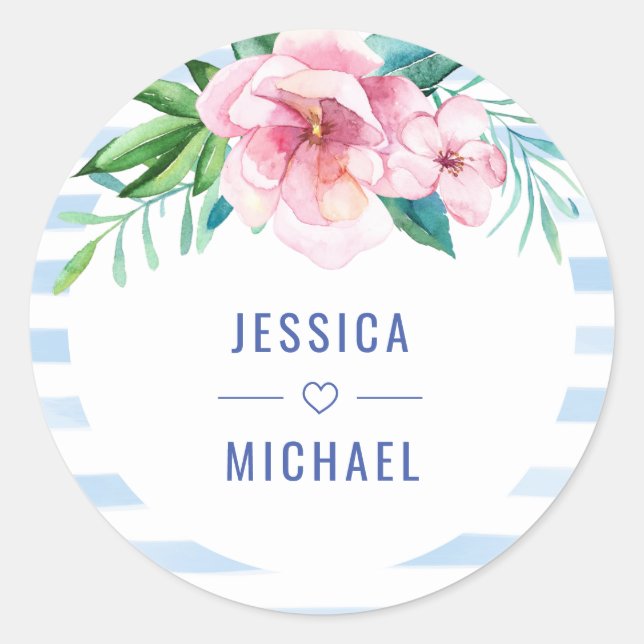 Hochzeitsfeier mit tropischer Vegetation Runder Aufkleber (Vorderseite)