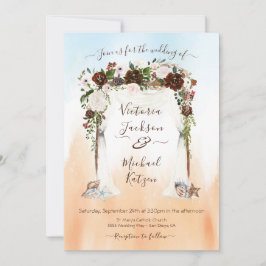 Hochzeitsfeier mit tropischer Wasserfarbe Einladung