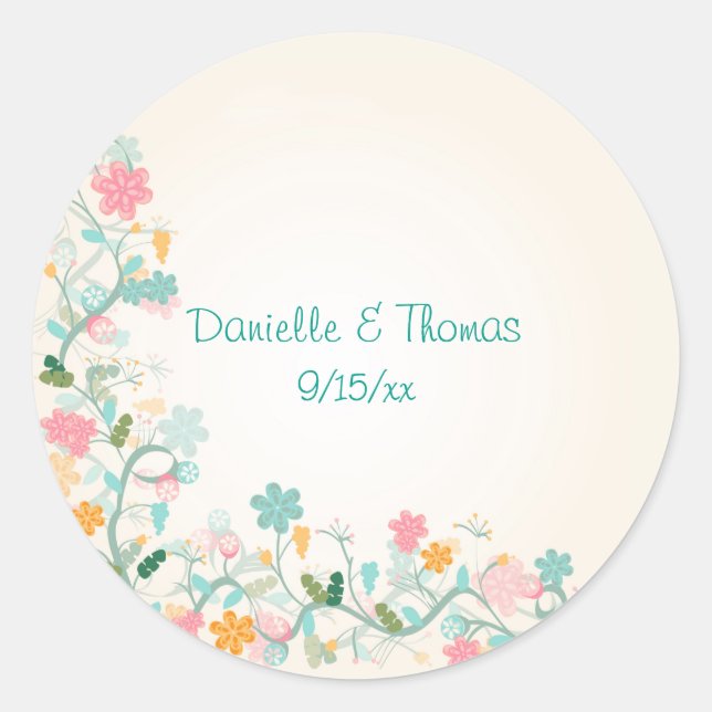 Hochzeitsfeier mit türkisfarbenem Blau Runder Aufkleber (Vorderseite)