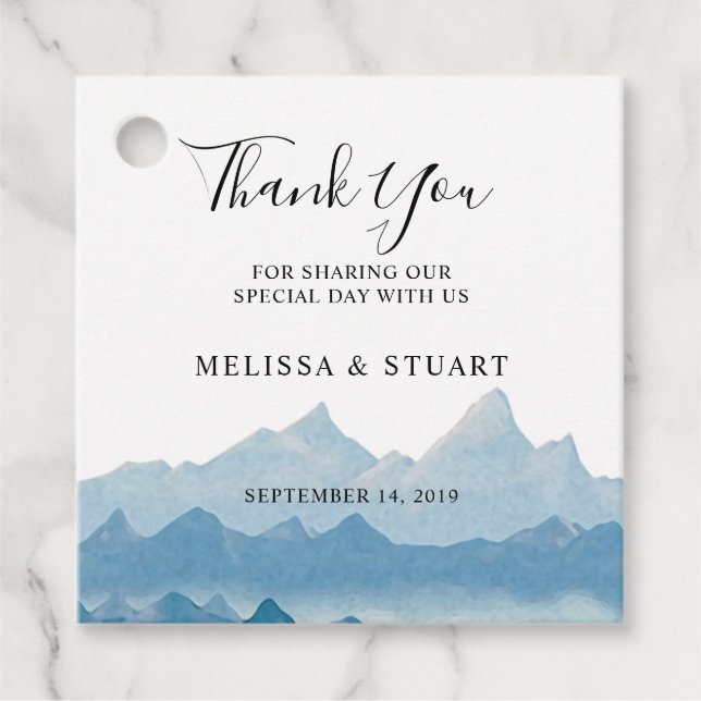 Hochzeitsfeier mit Wasserfarbe Vielen Dank Geschenkanhänger (Vorderseite)