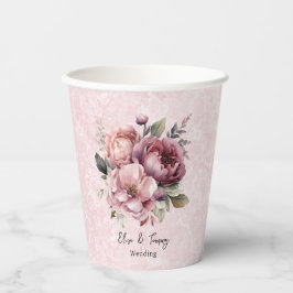 Hochzeitsfeier mit weißem Rosa Marmor Pappbecher