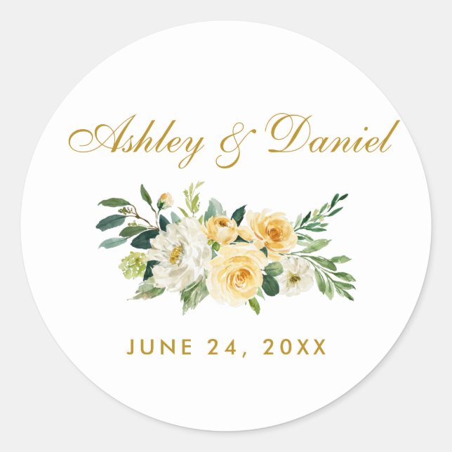 Hochzeitsfeier mit weißer Blüte Runder Aufkleber (Vorderseite)