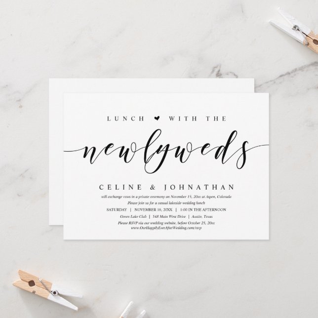 Hochzeitsfeier, Mittagessen mit frischer Einladung (Vorderseite/Rückseite Beispiel)
