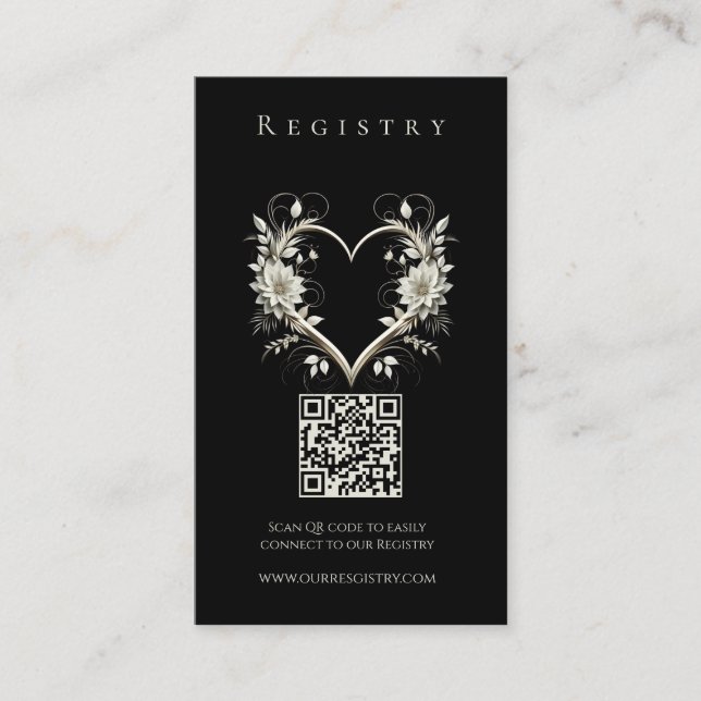 Hochzeitsfeier Moderne Blume mit Herz Visitenkarte (Vorderseite)